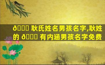 🐞 耿氏姓名男孩名字,耿姓的 🐕 有内涵男孩名字免费